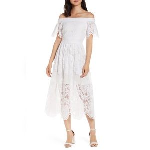 NWT Vince Camuto White Lace Off The Shoulder Dress
